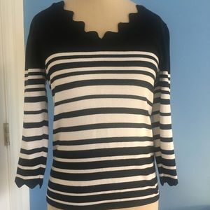 Striped scalloped light sweater